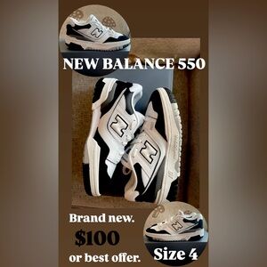 New Balance 550 Kids Sneakers - Black and White